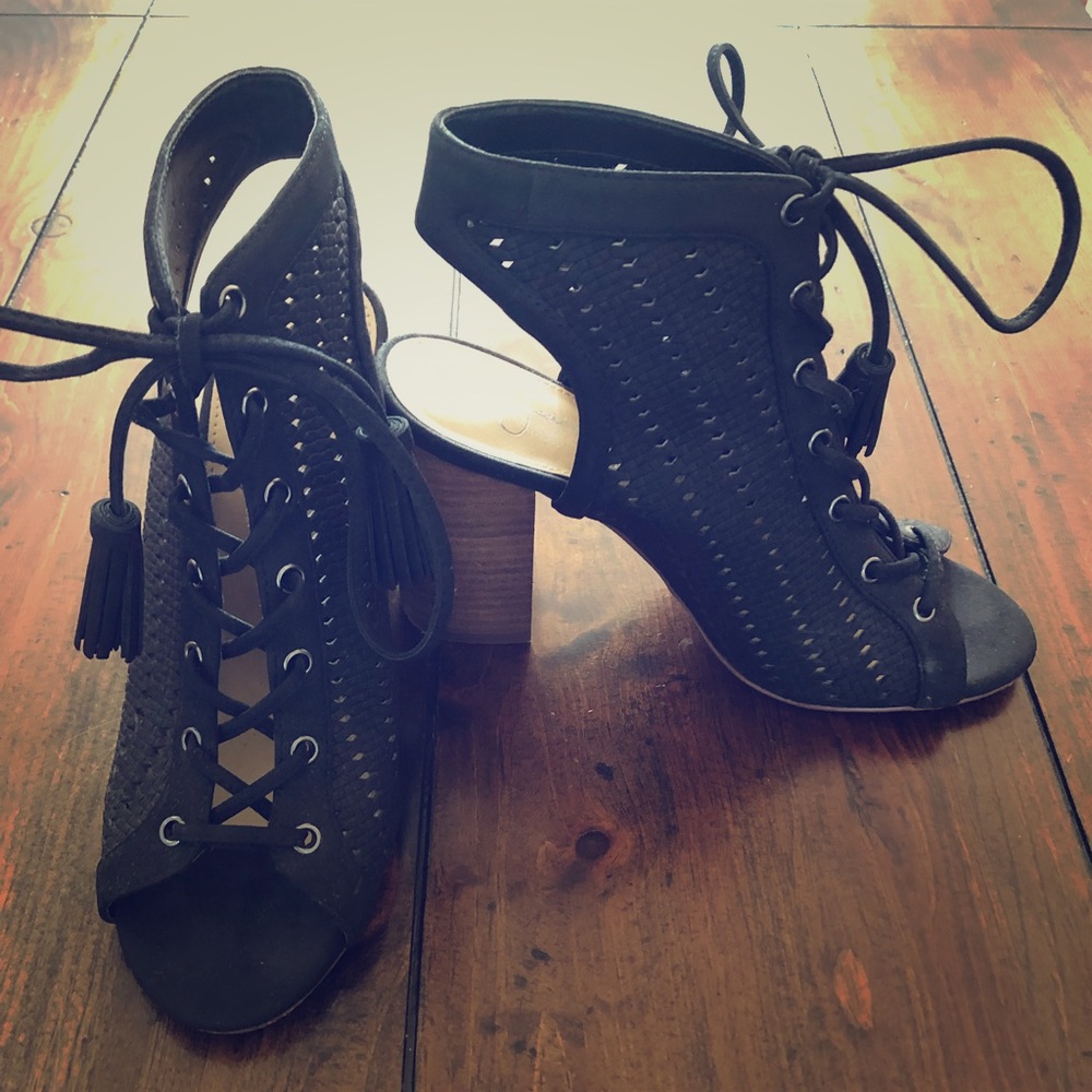 Jessica Simpson caged lace up open toe bootie